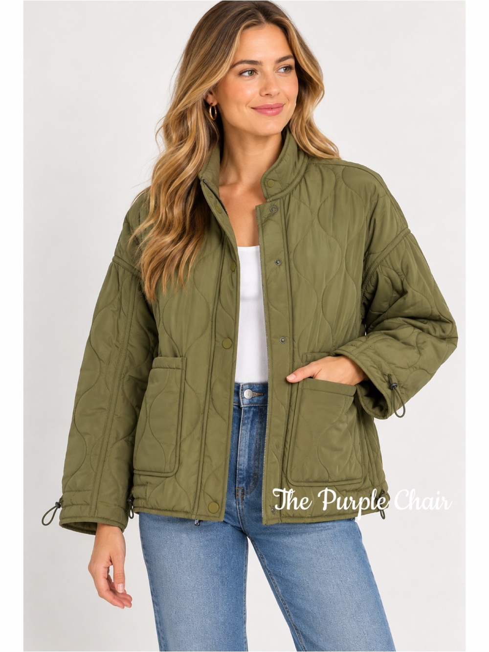 LUCKY BRAND NWT Sage Green Boxy Quilted Jacket XL